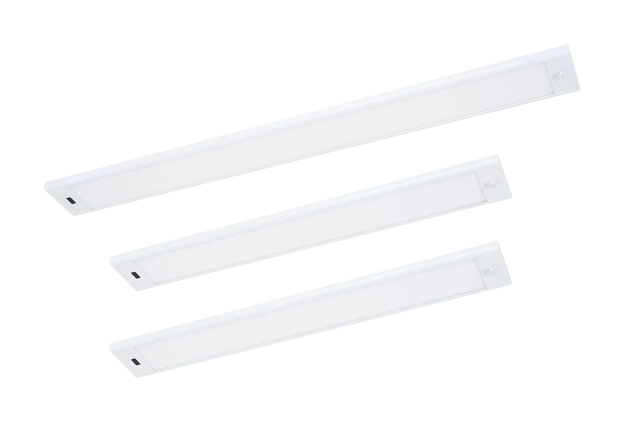Linkable under-cabinet LED light kit with three bars