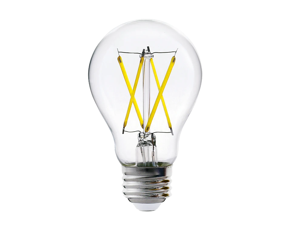 Clear A19 LED filament bulb with E26 base