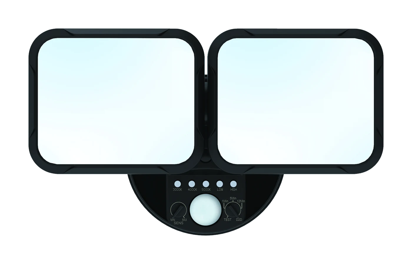 Black two-head LED motion sensor flood light