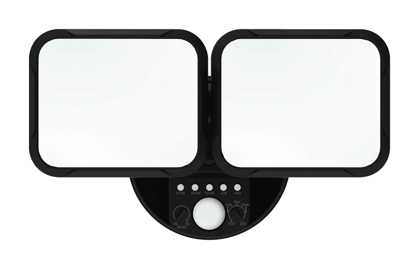 Black two-head LED motion sensor flood light