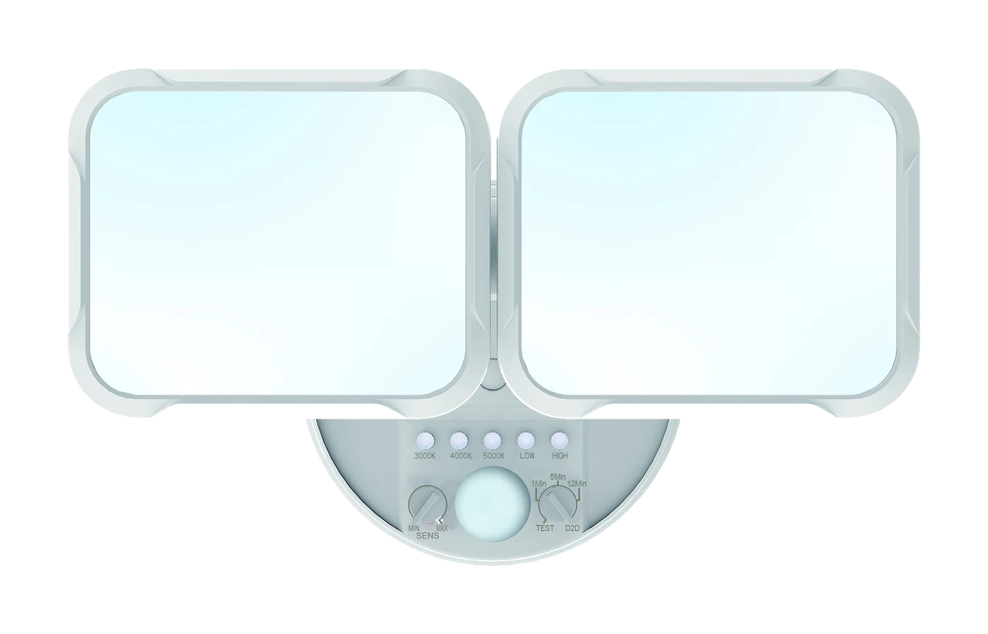 White two-head LED motion sensor flood light