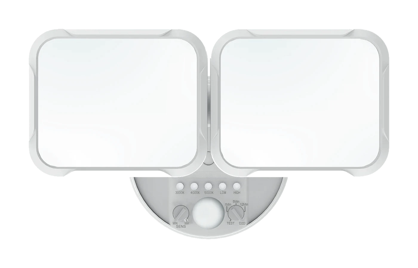White two-head LED motion sensor flood light