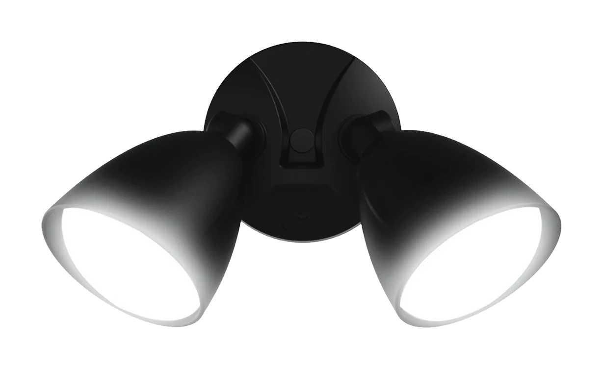 Black two-head LED dusk-to-dawn security light