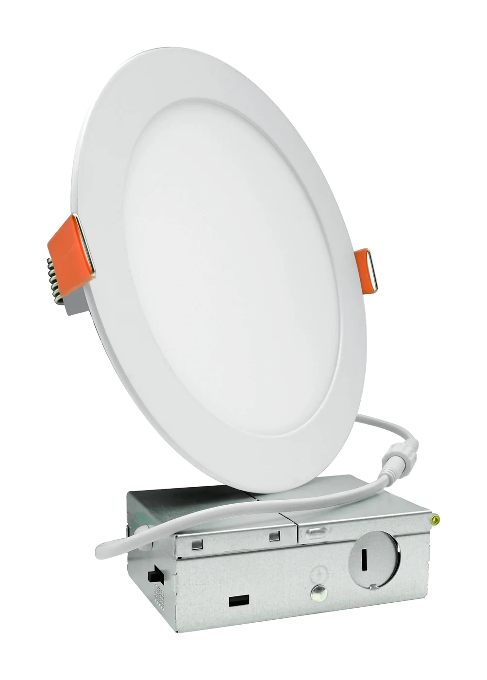 Zone Slim recessed light, 2-pack, white — White slim round recessed LED light with junction box