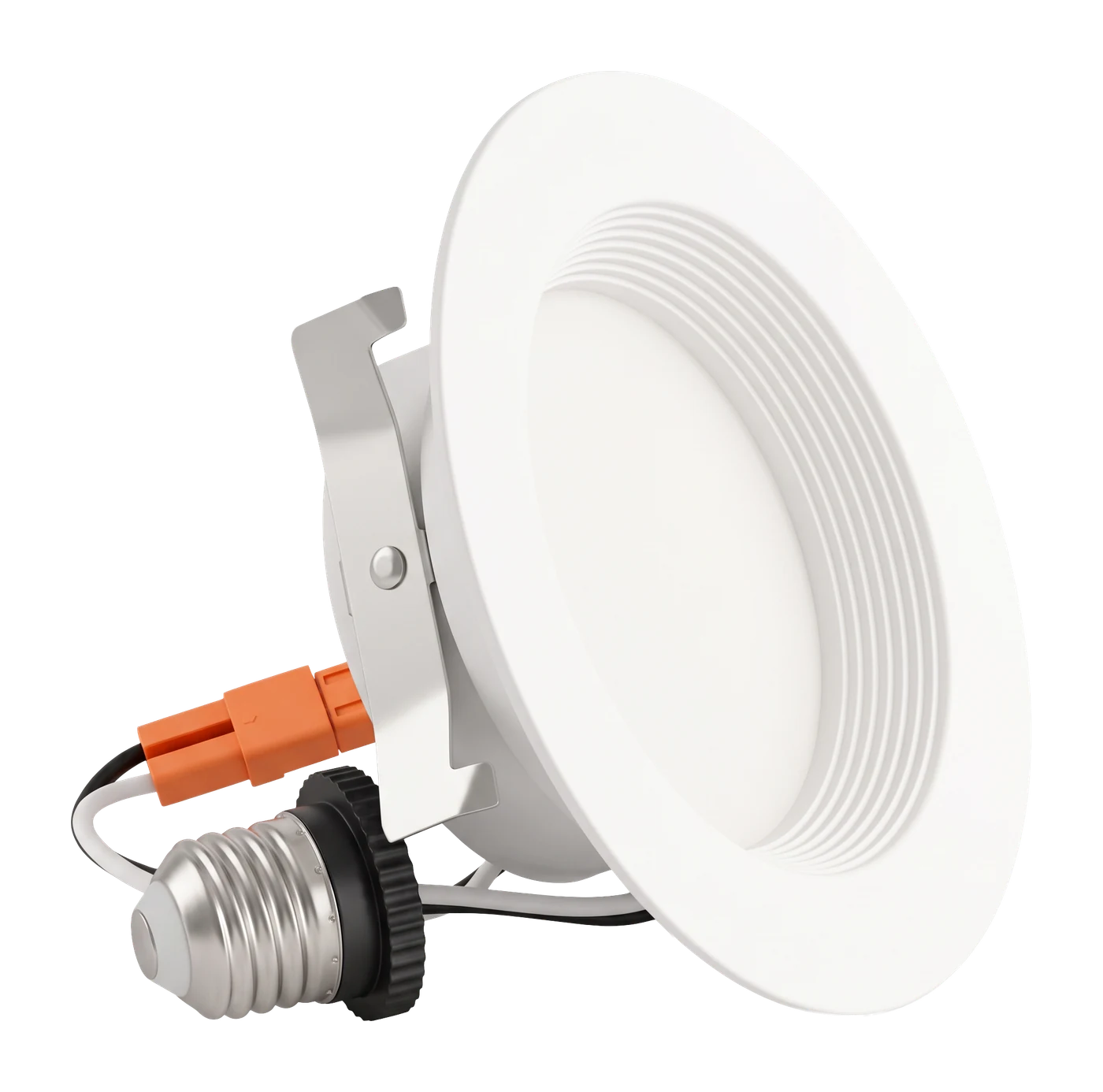 Zone 4 in. LED recessed retrofit downlight — White four inch recessed retrofit downlight viewed at an angle
