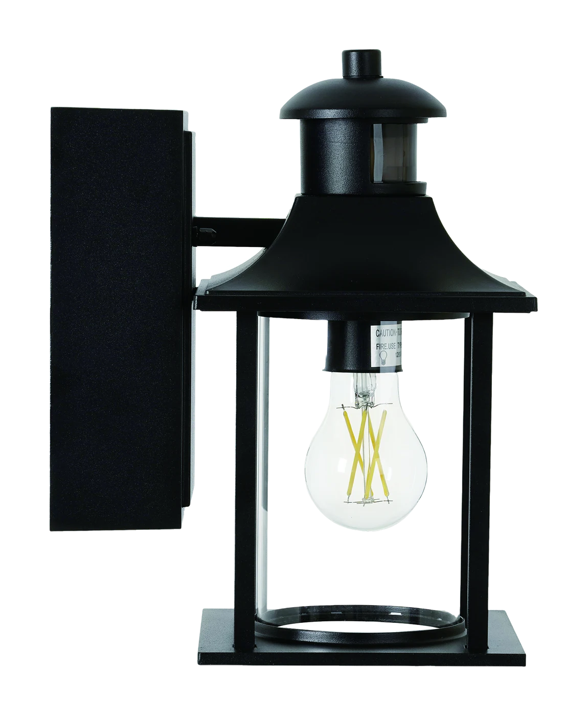 Matte black outdoor wall lantern with motion sensor
