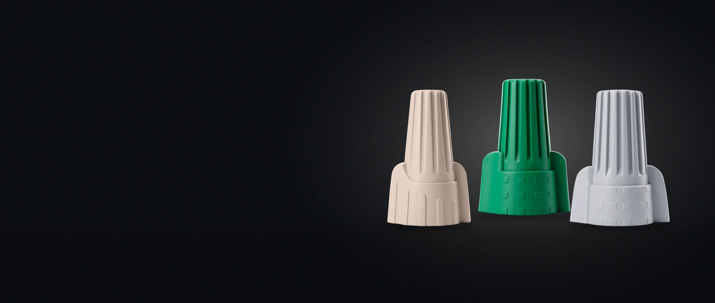 Zone twist-on wire connectors in tan, green and grey