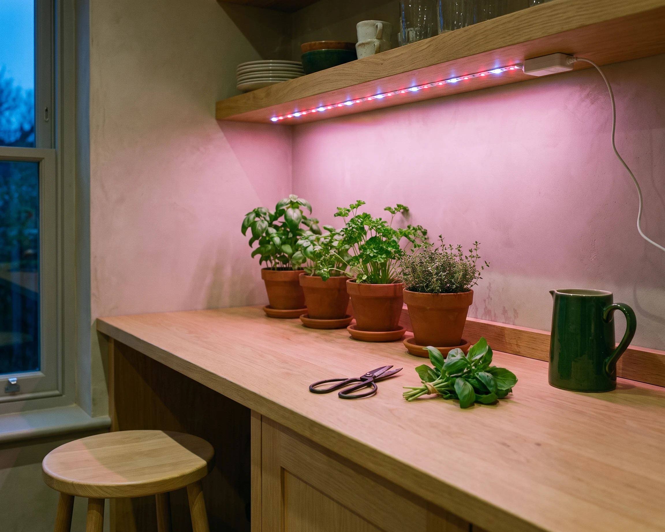 11.8 ft grow light strip, shown in a typical installation (illustration)