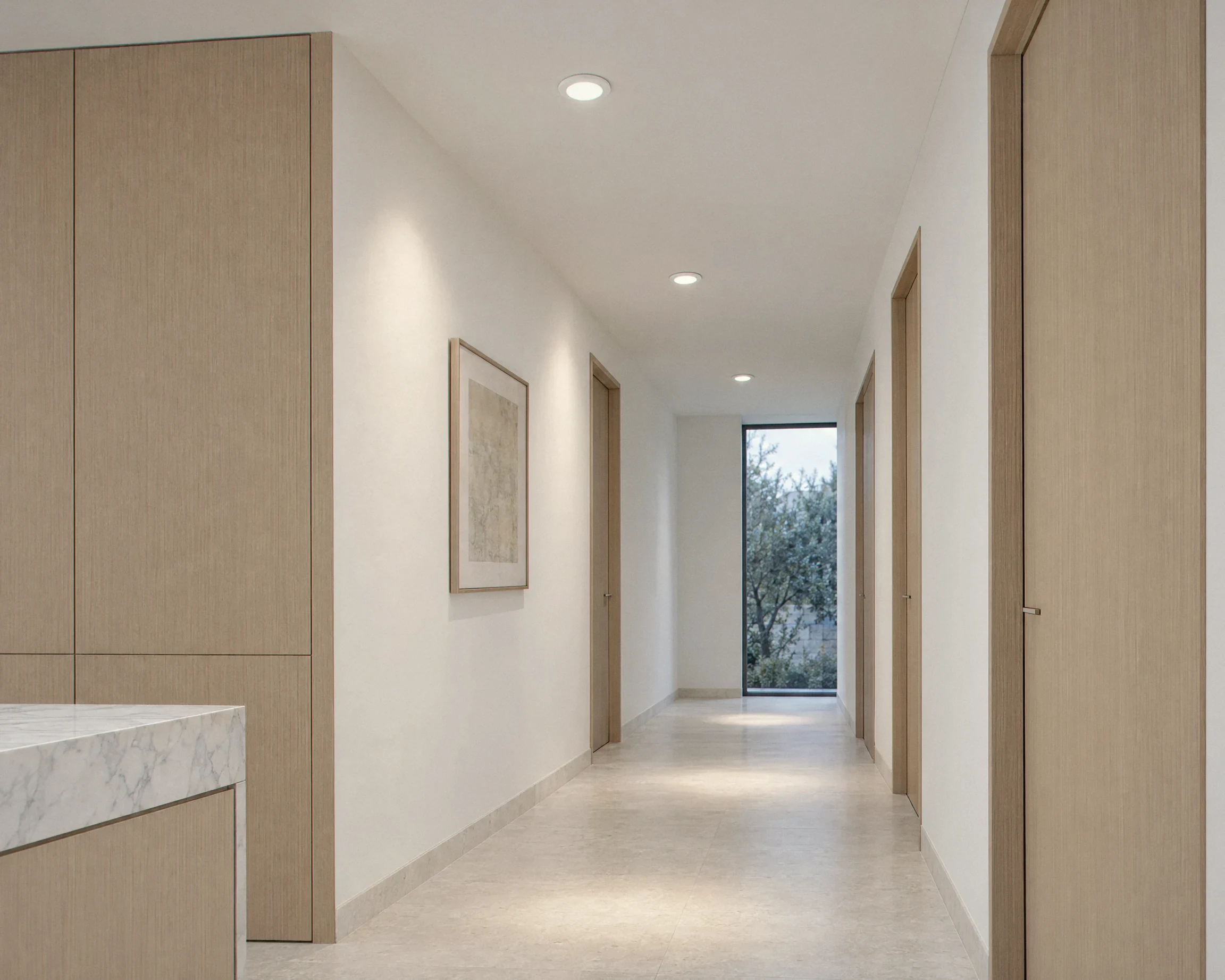 Zone Slim recessed light, 2-pack, white, shown in a typical installation (illustration)