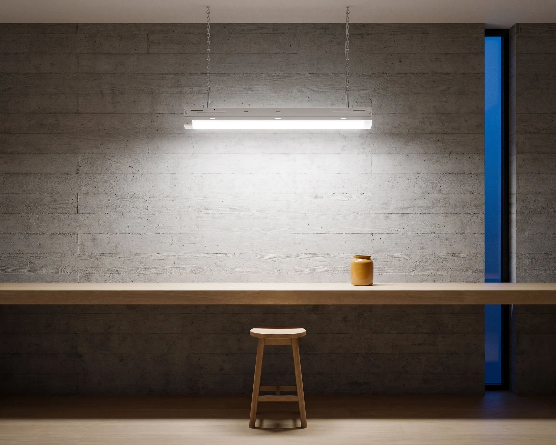 4 ft integrated shop light, shown in a typical installation (illustration)