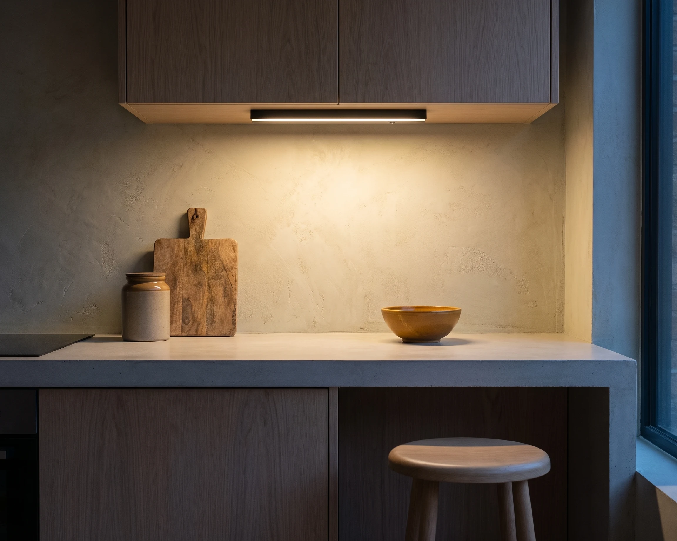 12 in. 3-CCT linkable under-cabinet light, shown in a typical installation (illustration)