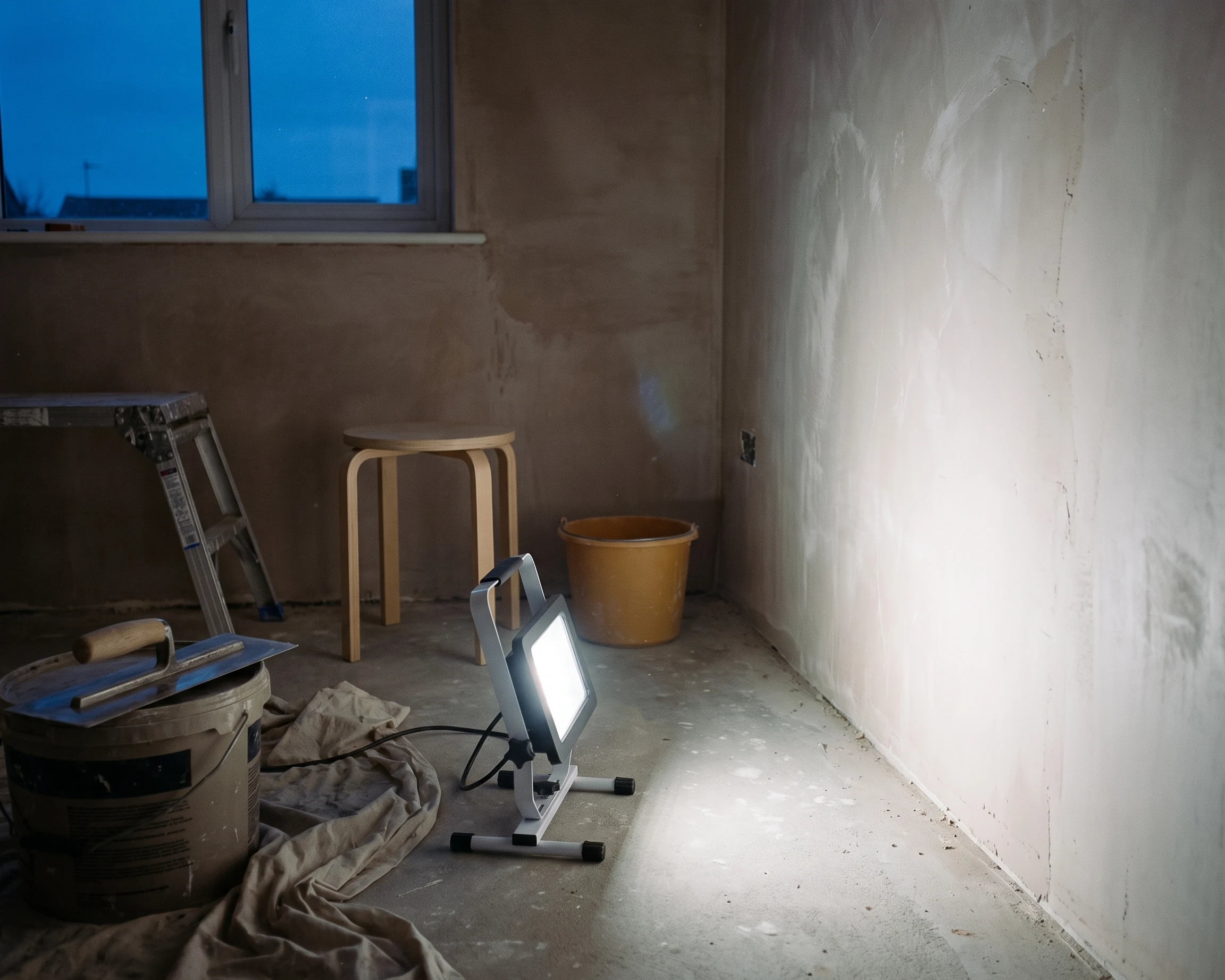 Work light with stand, shown in a typical installation (illustration)