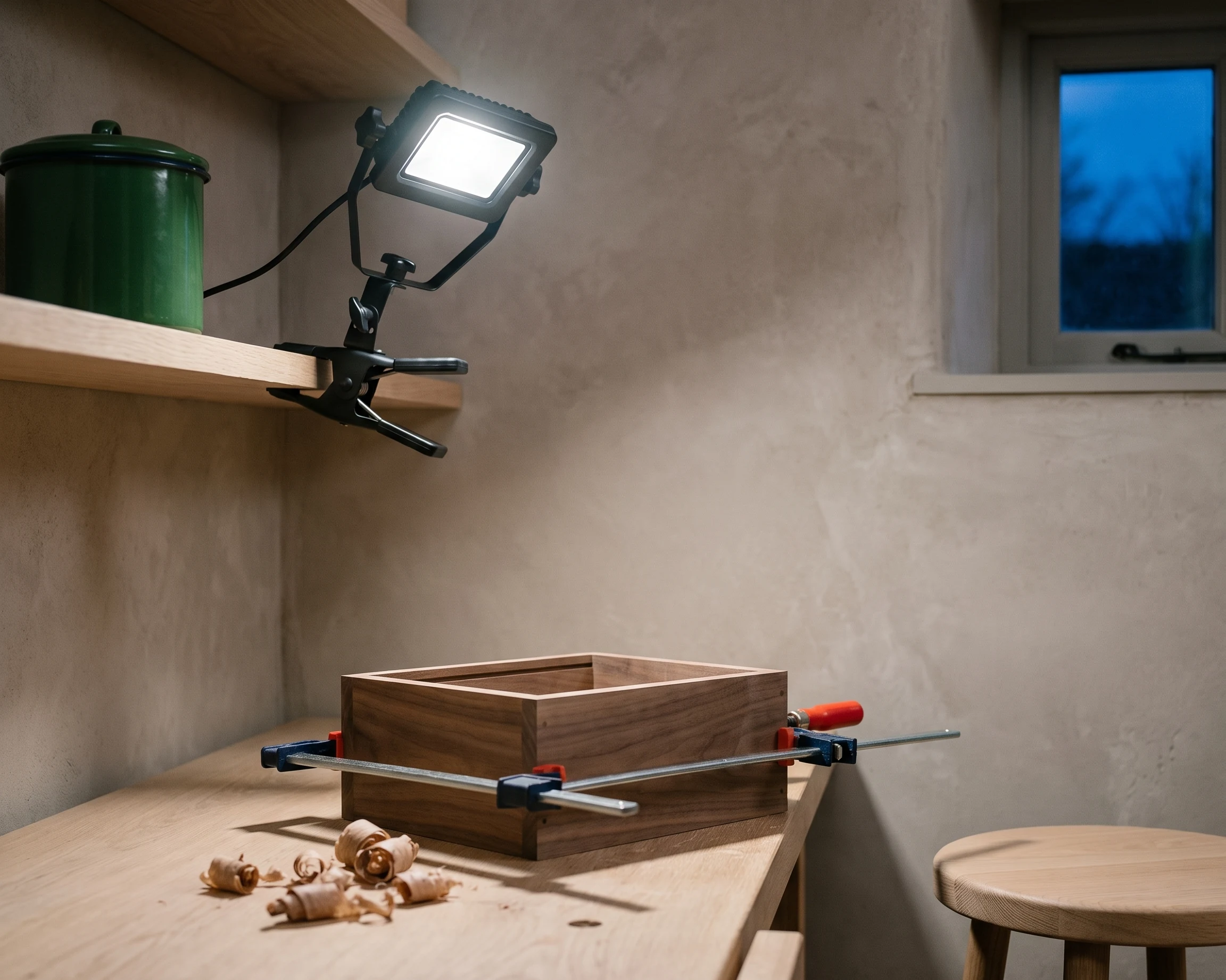 Clamp work light, shown in a typical installation (illustration)