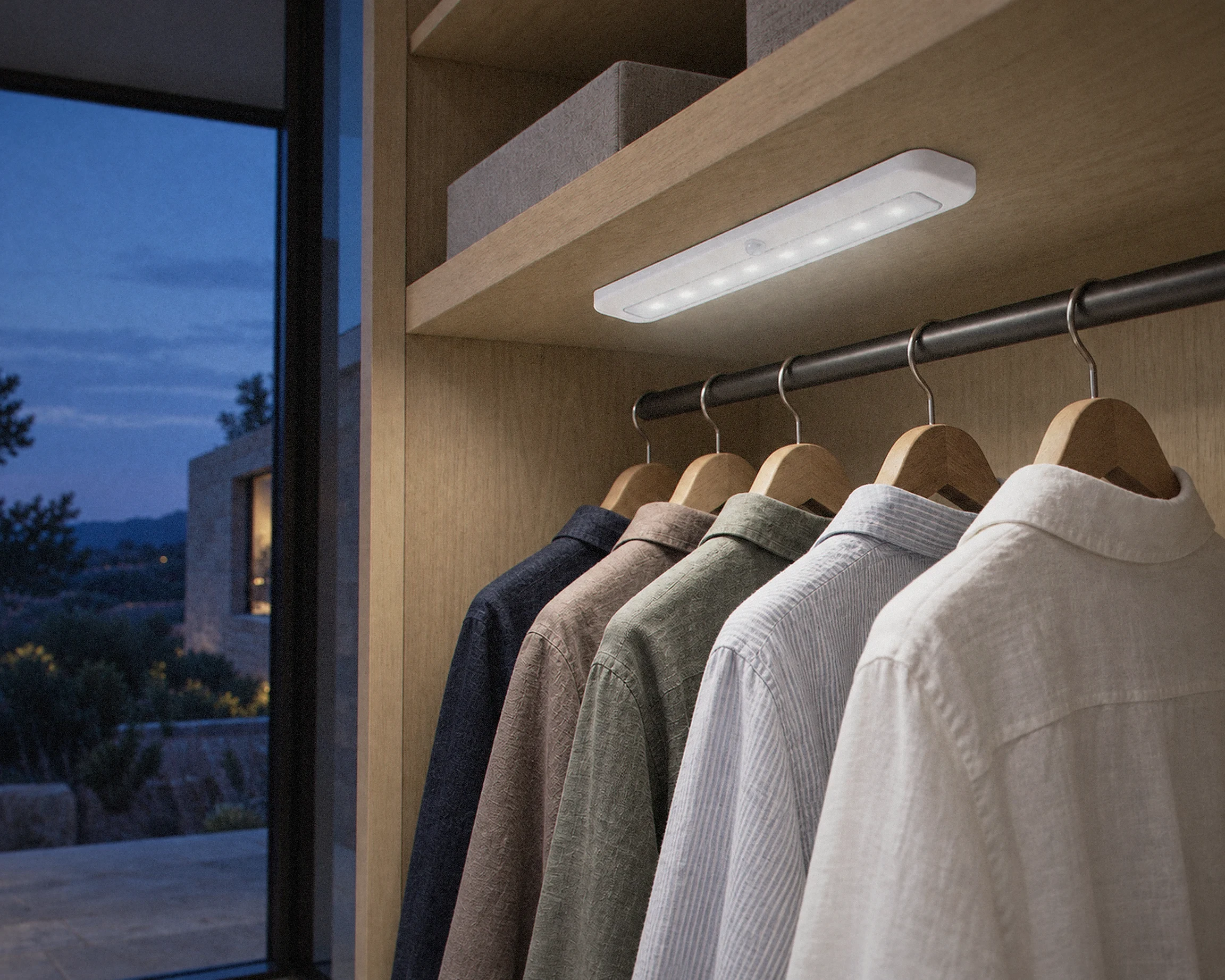 Zone 12 in. rechargeable motion closet light, shown in a typical installation (illustration)