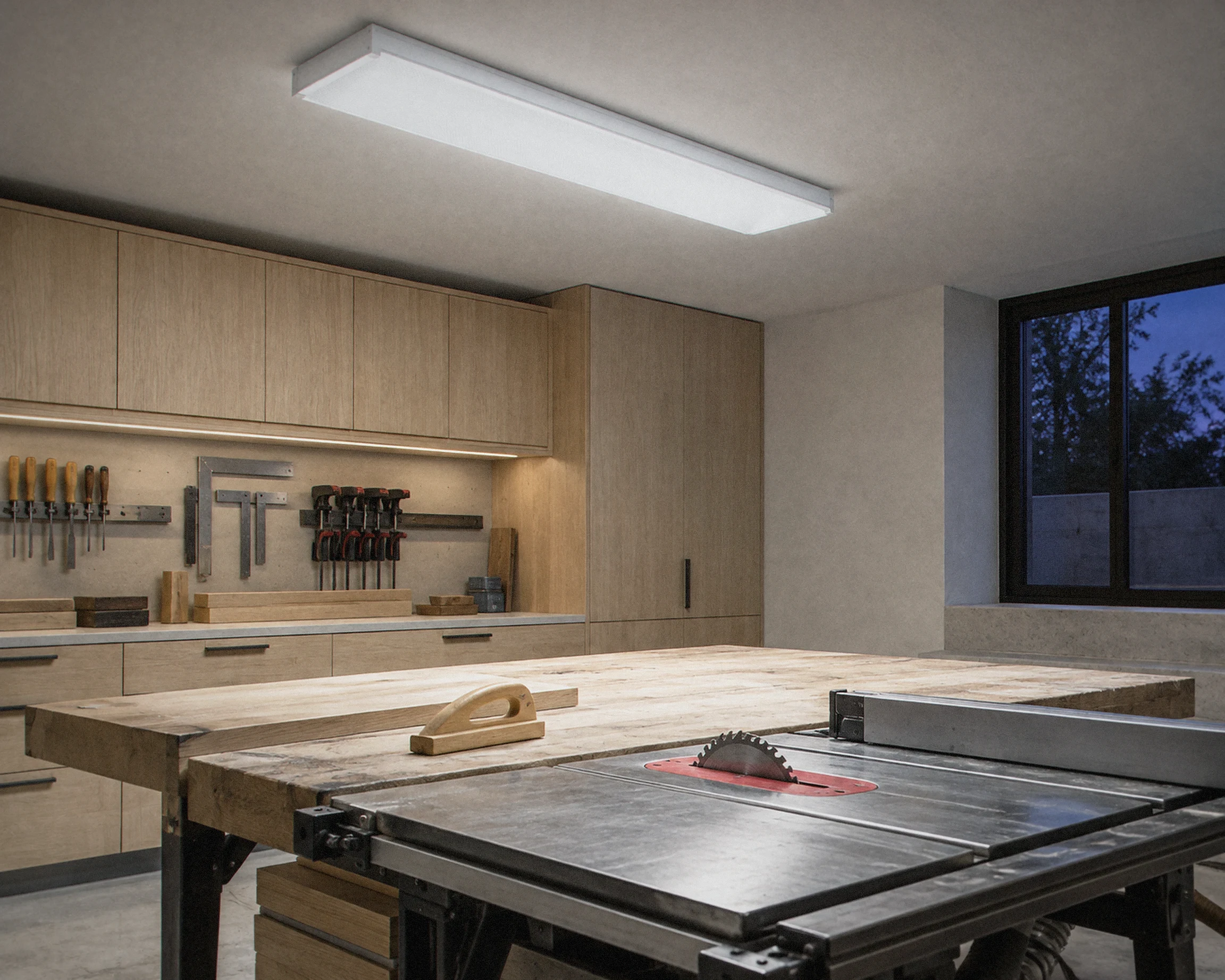 Zone 4 ft 4-light ballast-free wrap light, shown in a typical installation (illustration)