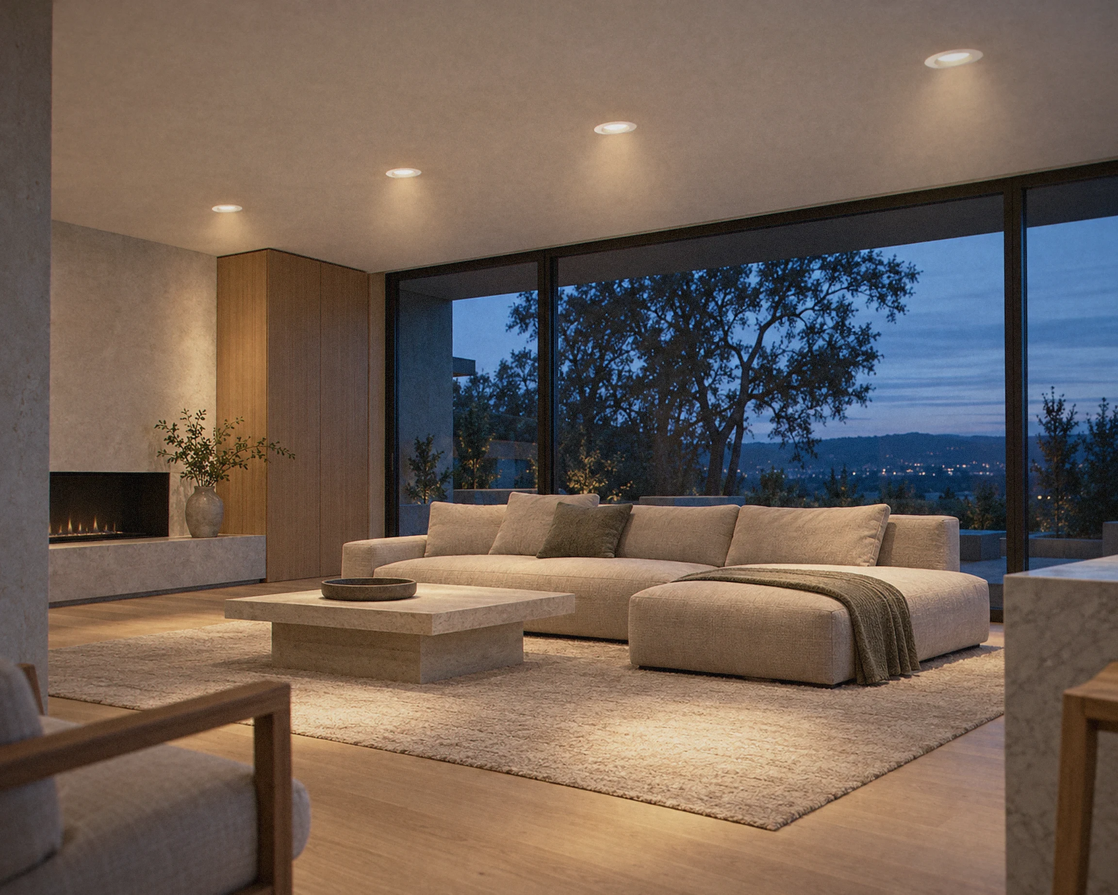 Zone 5/6 in. 1,100 lm recessed retrofit downlight, shown in a typical installation (illustration)