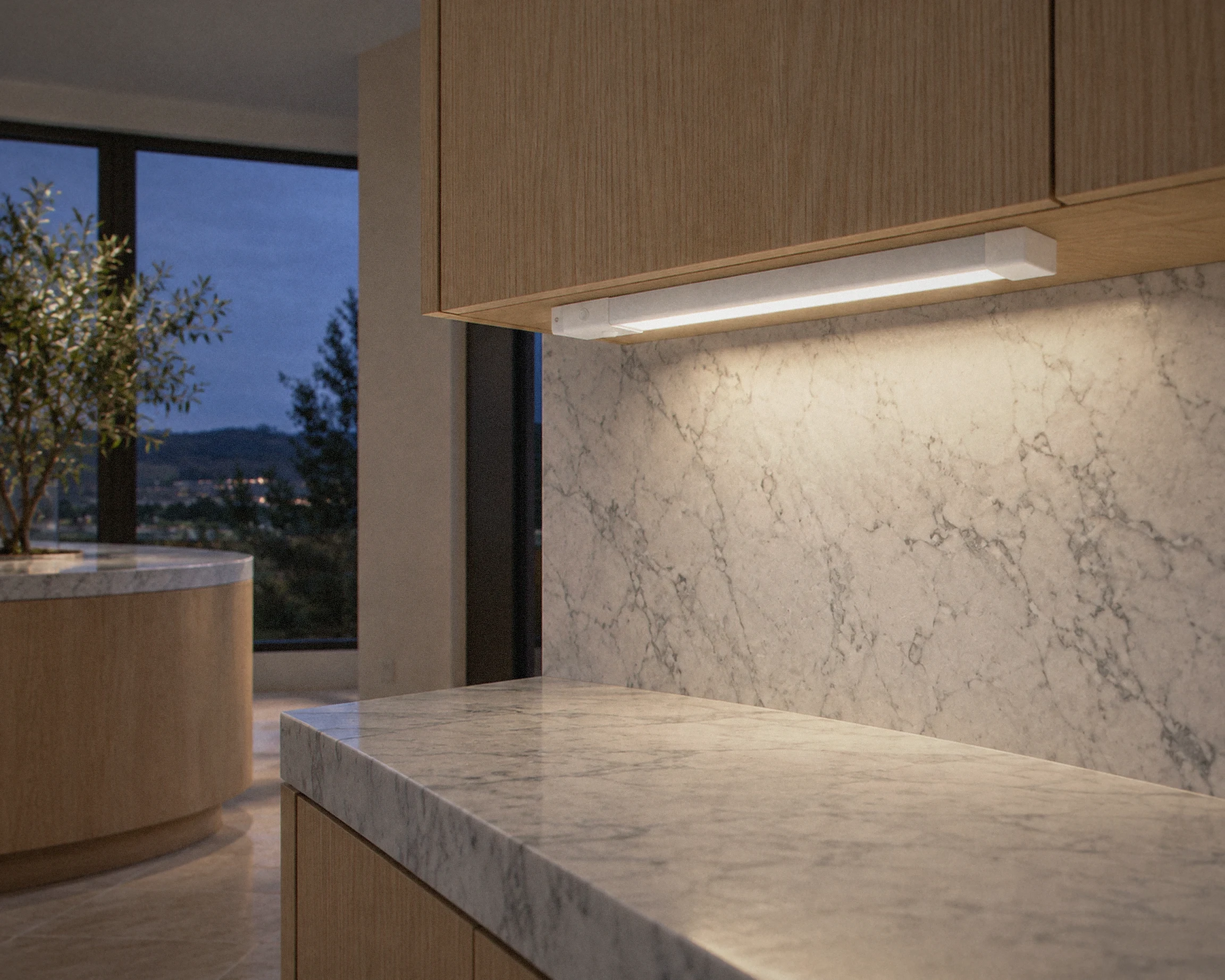 Zone 12 in. under-cabinet light bar, shown in a typical installation (illustration)