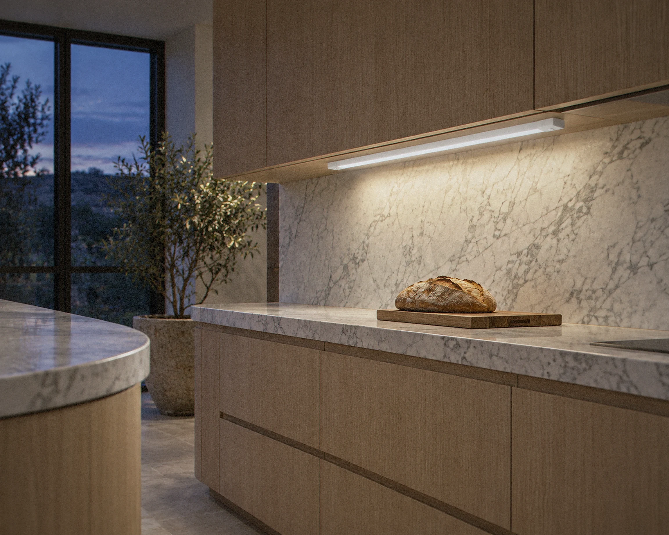 Zone 24 in. under-cabinet light bar, shown in a typical installation (illustration)