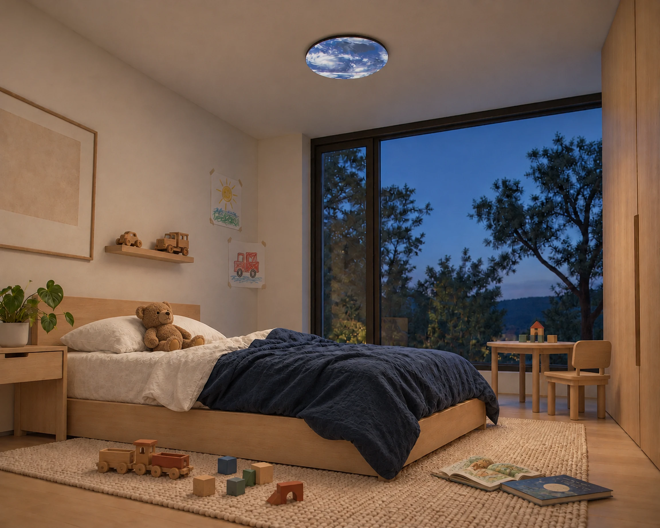Zone 15 in. Earth flush mount light, shown in a typical installation (illustration)