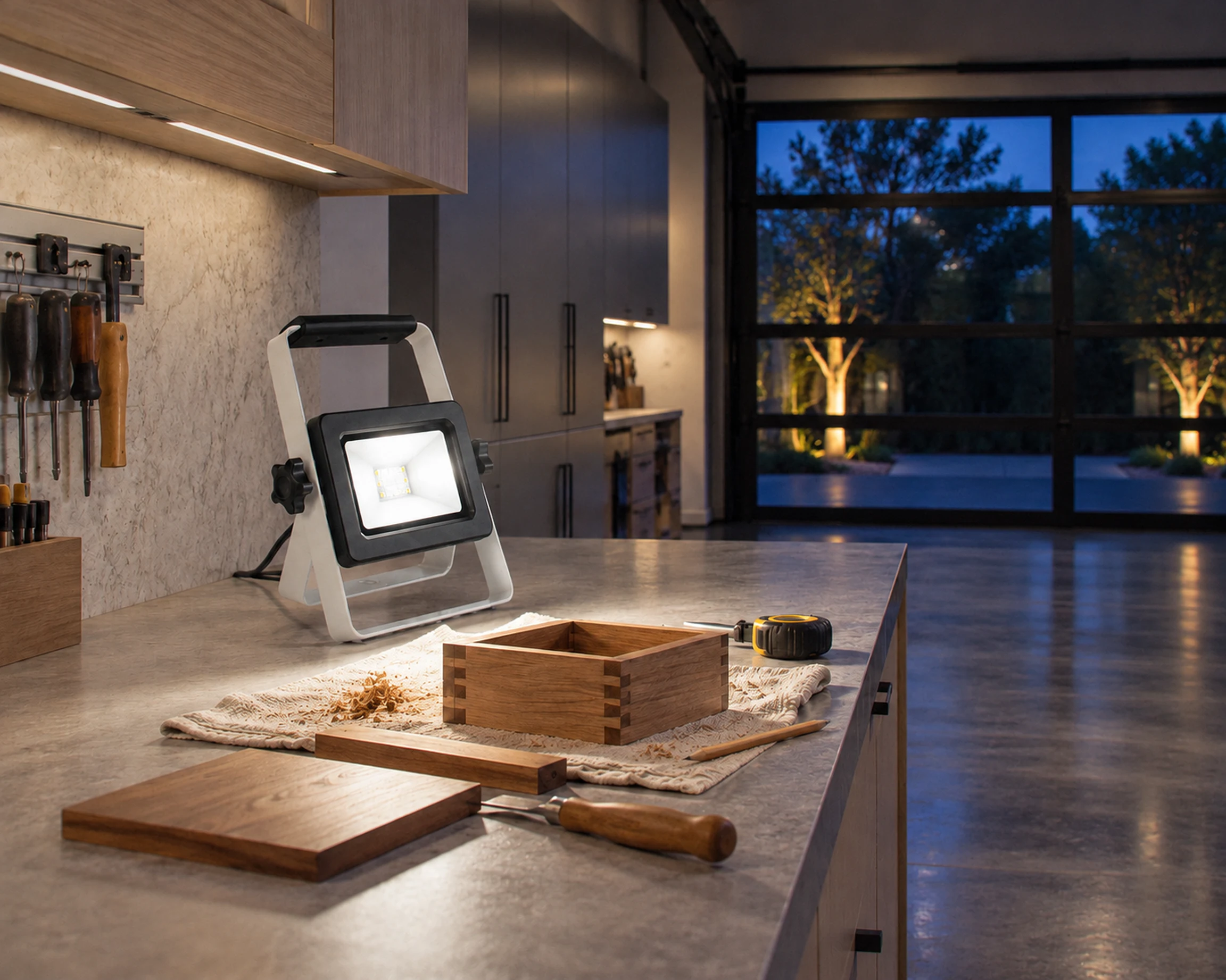Zone 1,200 lumen portable work light, shown in a typical installation (illustration)